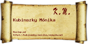 Kubinszky Mónika névjegykártya