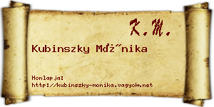 Kubinszky Mónika névjegykártya